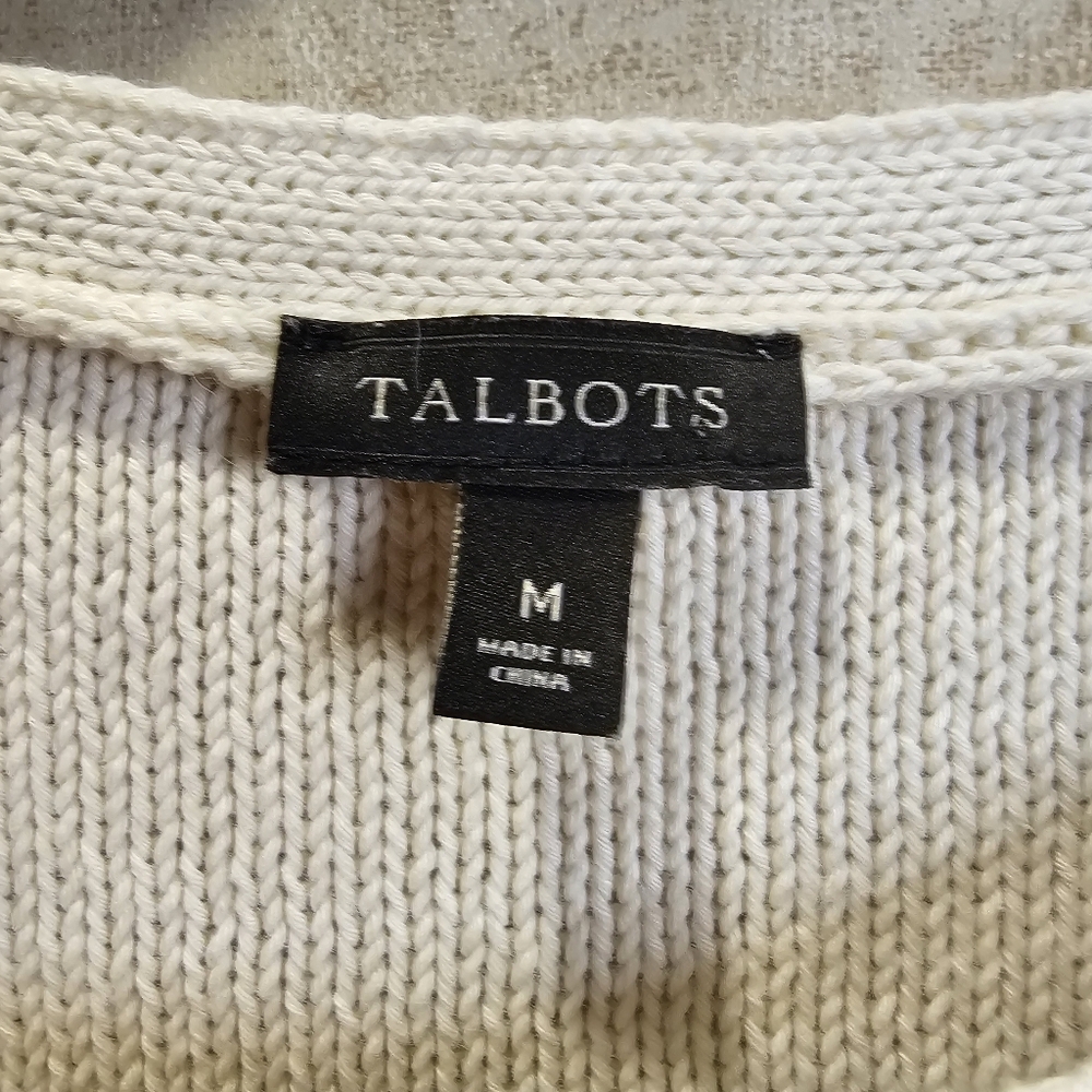 Talbots Cable Knit Anchor Coastal Grandma Nautical Sweater - Picture 4 of 8
